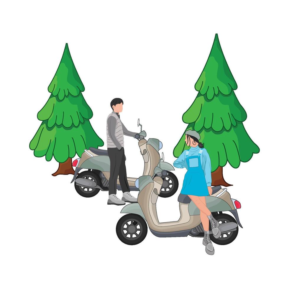 illustration of riding scooter vector