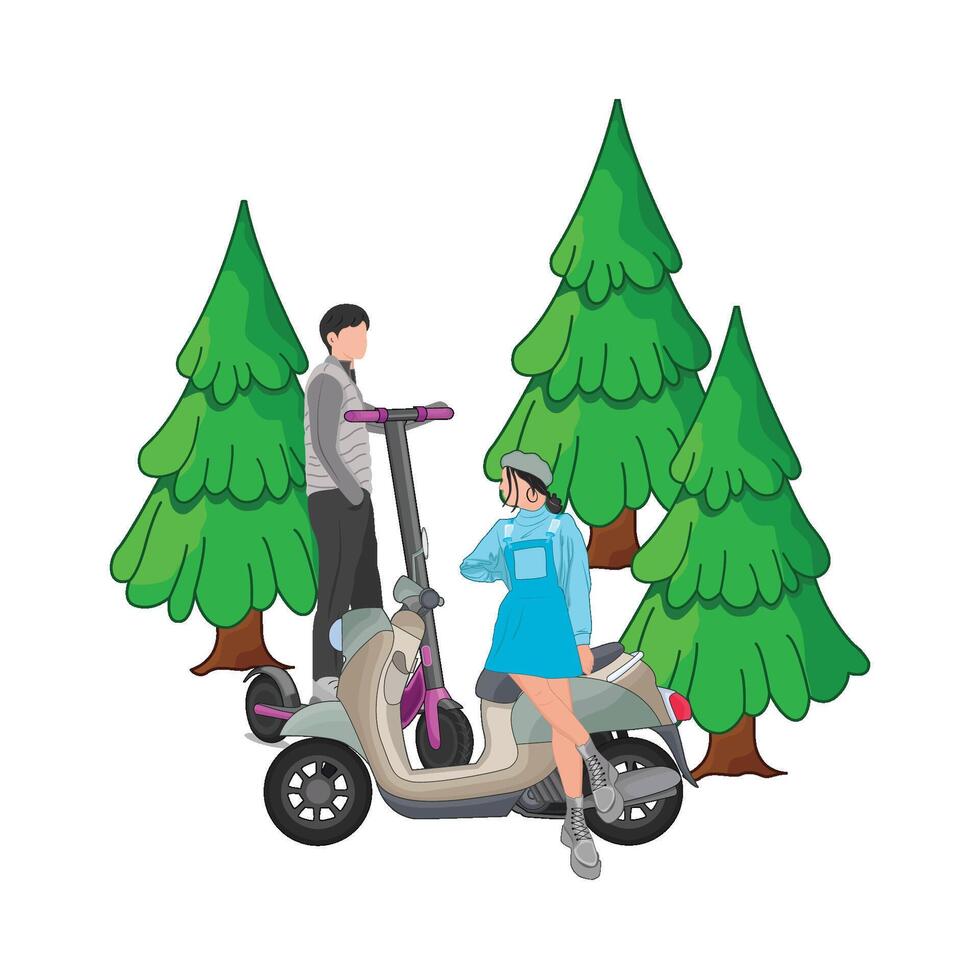 ilustración de montando scooter vector