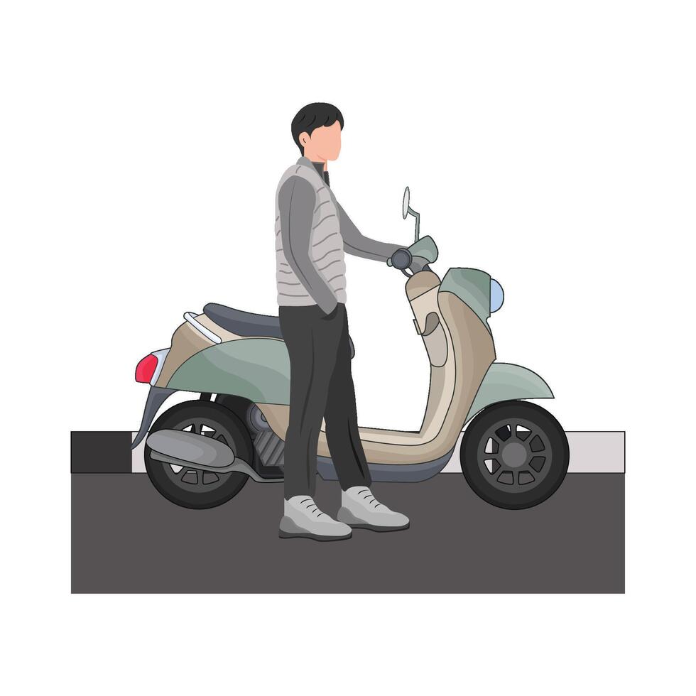 illustration of man with scooter vector