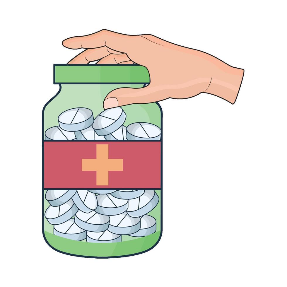 ilustración de píldora botella vector