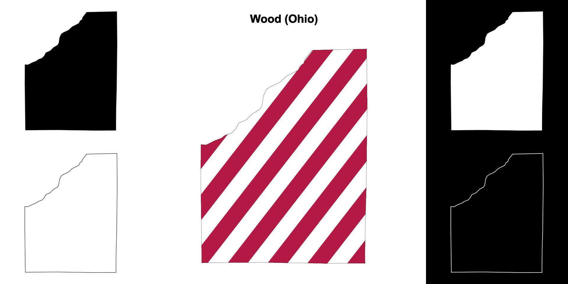 Wood County, Ohio outline map set vector