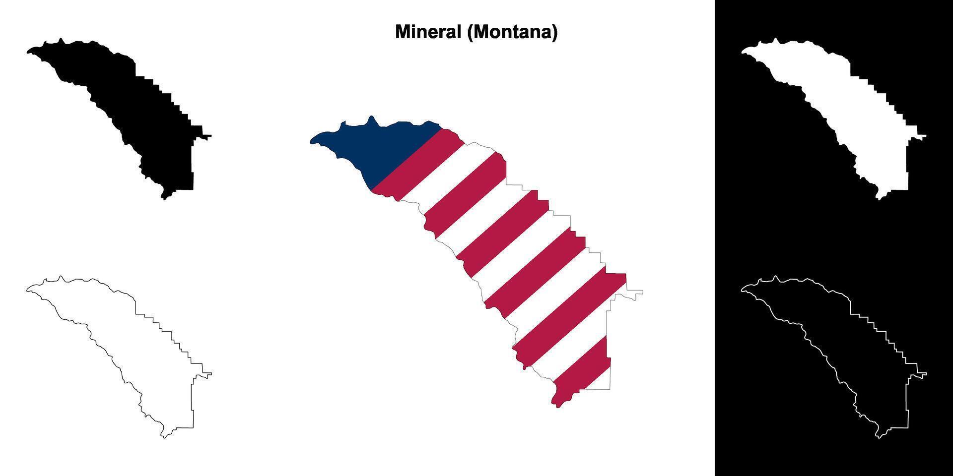 Mineral County, Montana outline map set vector