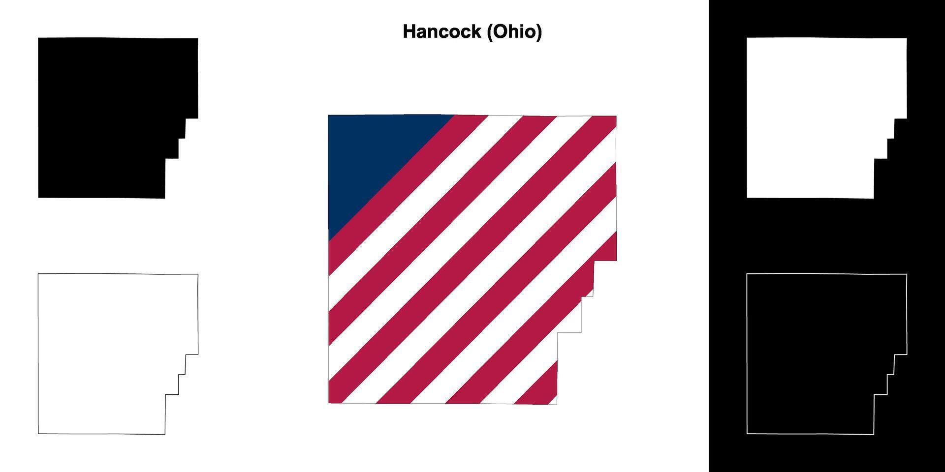 Hancock County, Ohio outline map set vector