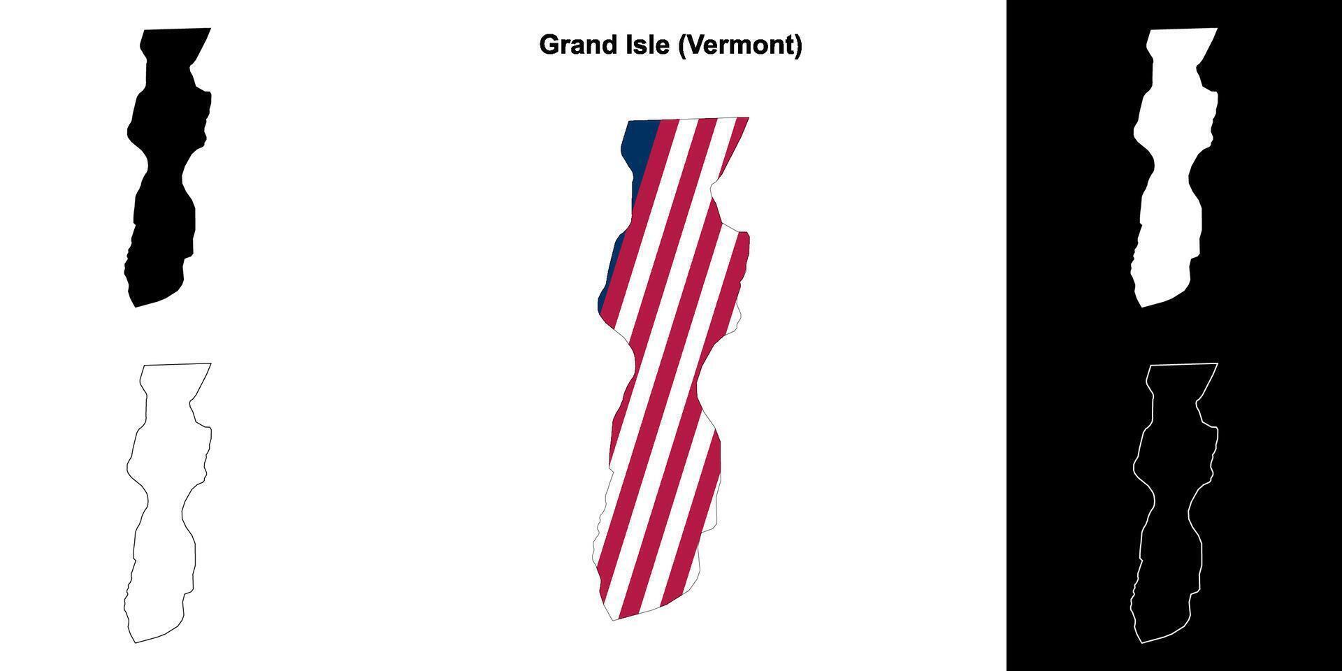 Grand Isle County, Vermont outline map set vector