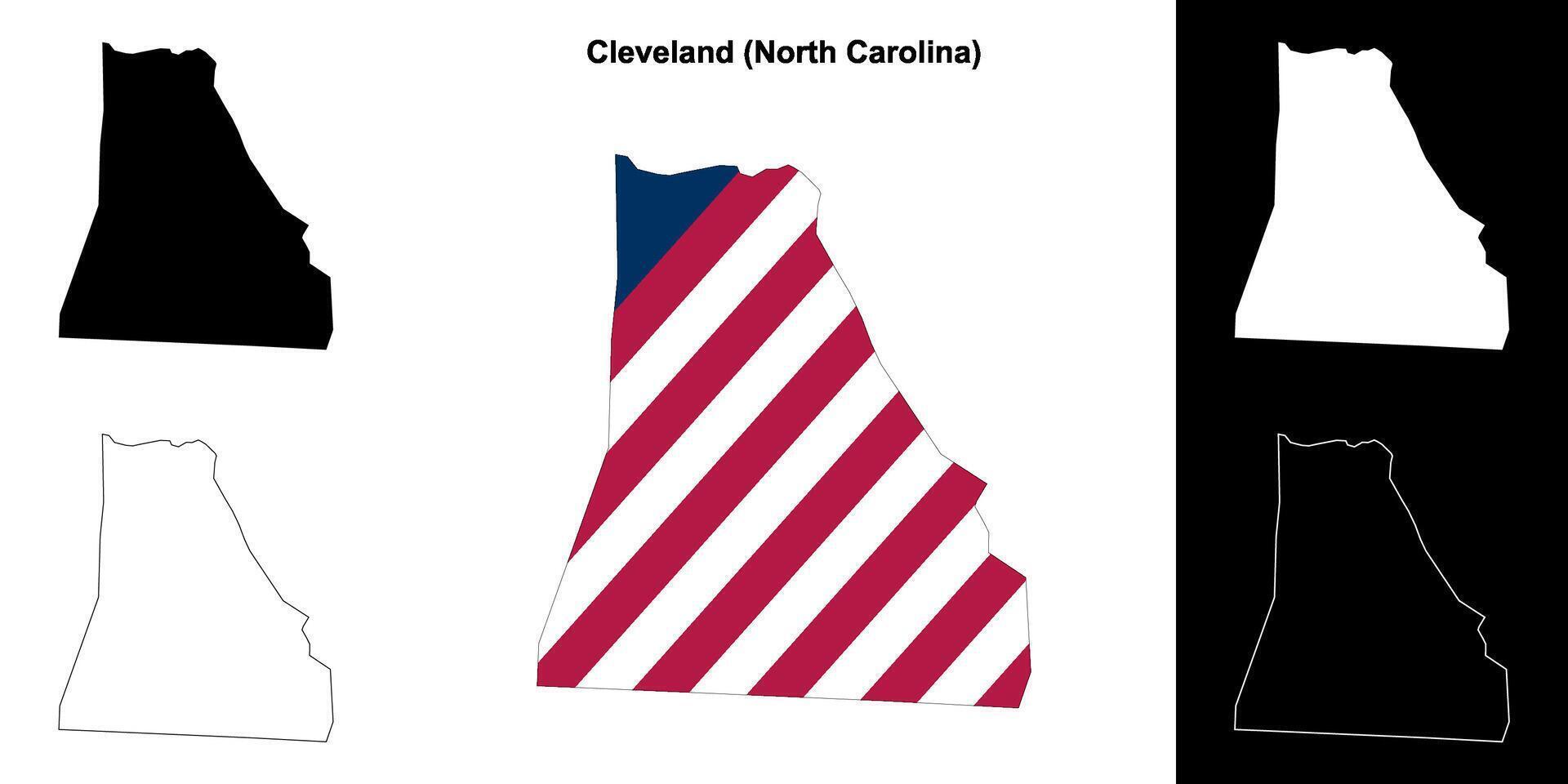 Cleveland County, North Carolina outline map set vector