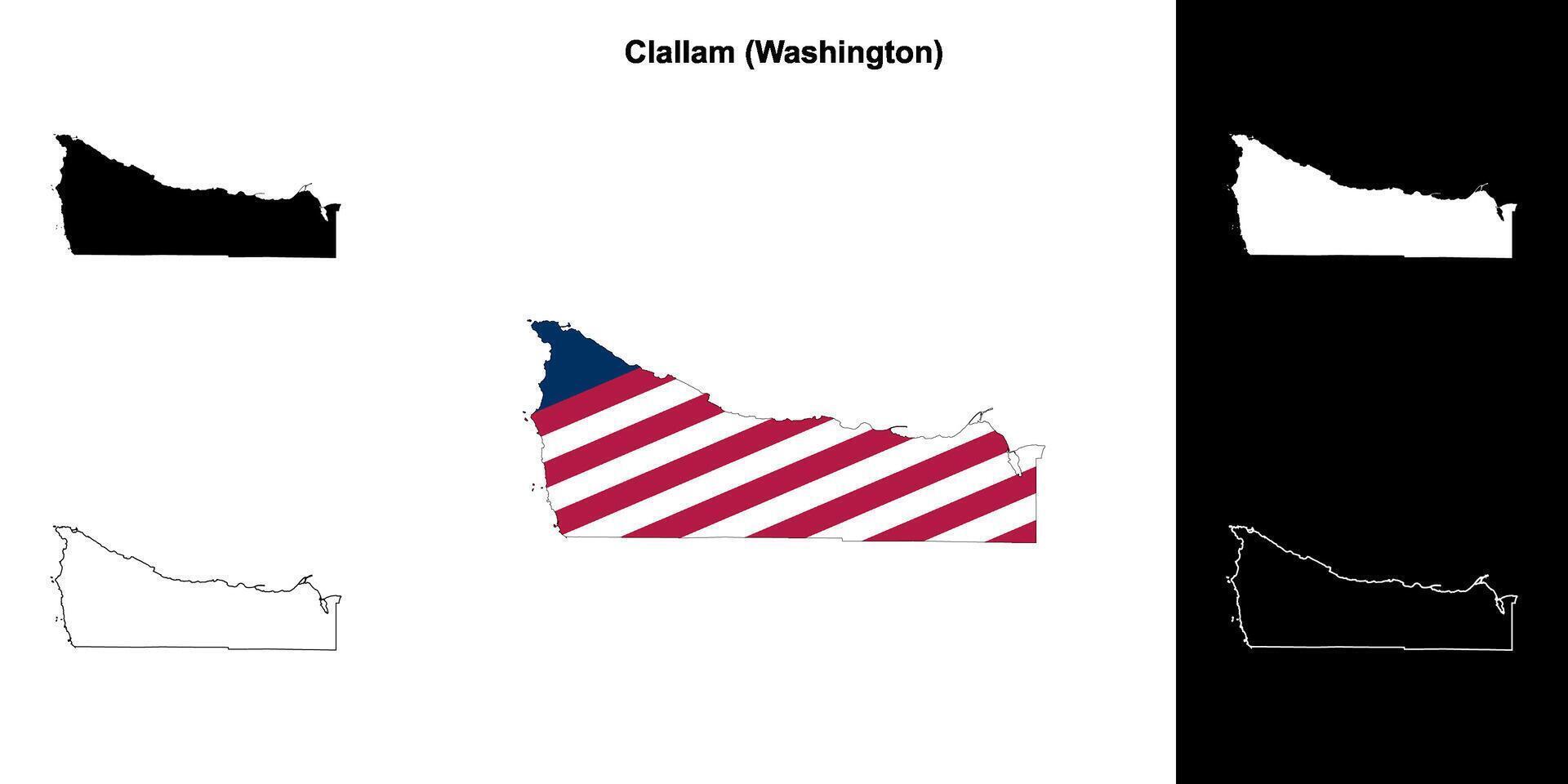 Clallam County, Washington outline map set 43576559 Vector Art at Vecteezy