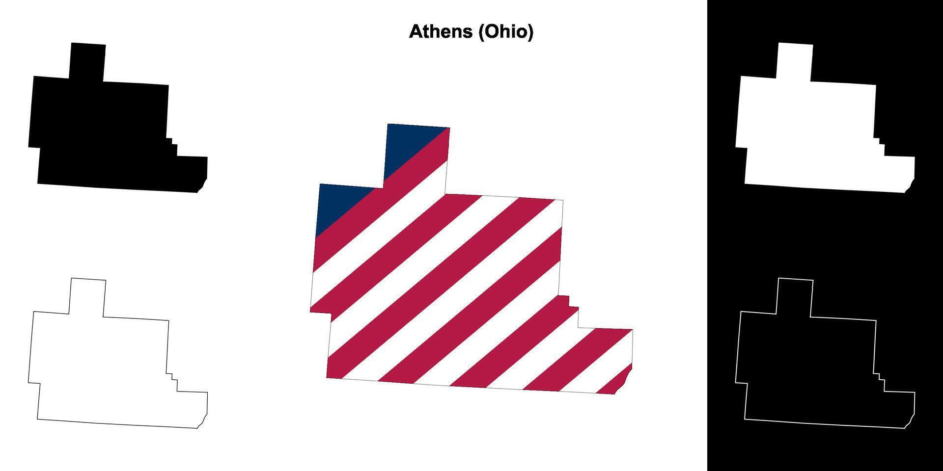 Athens County, Ohio outline map set vector