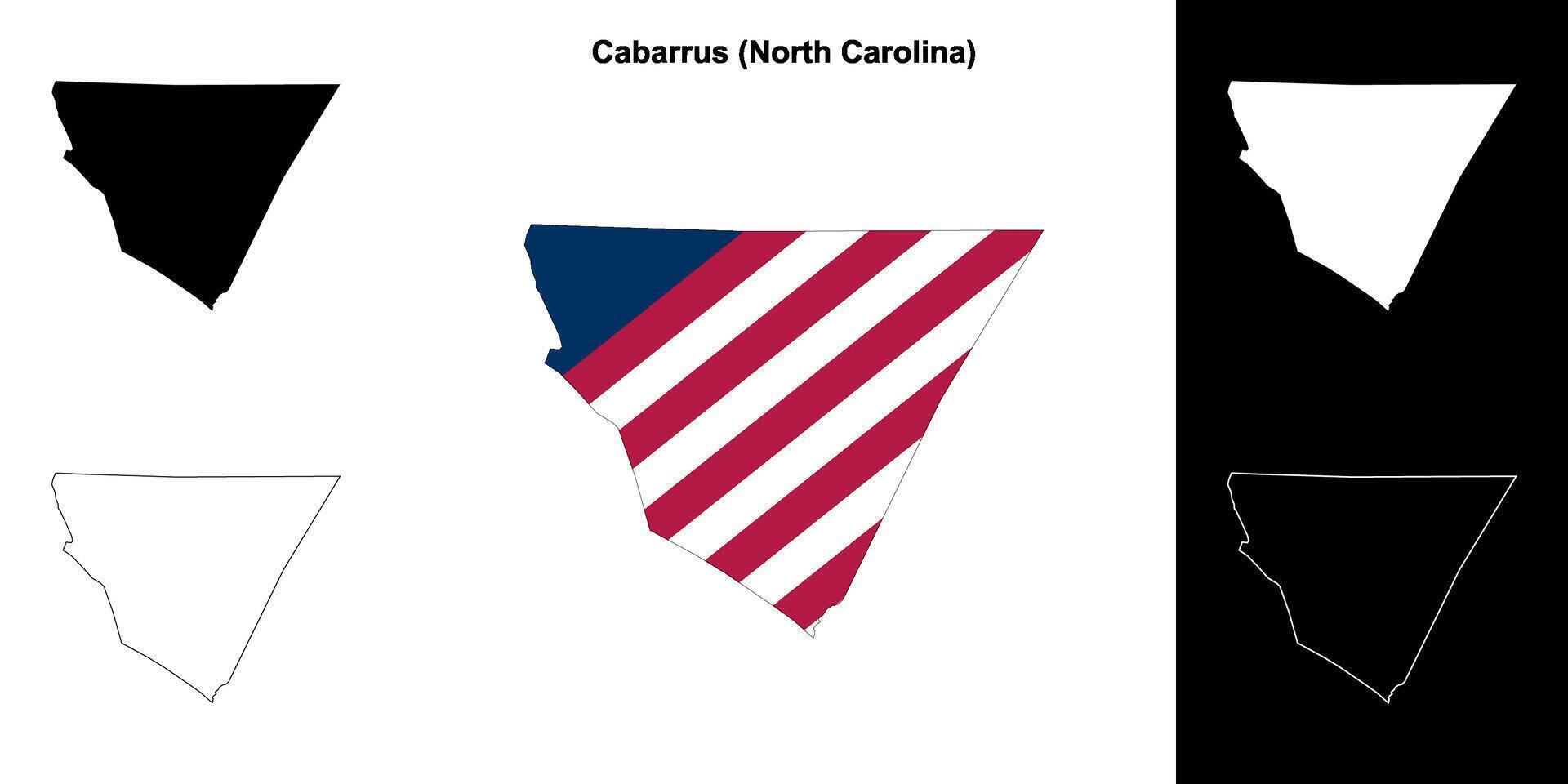 Cabarrus County, North Carolina outline map set vector