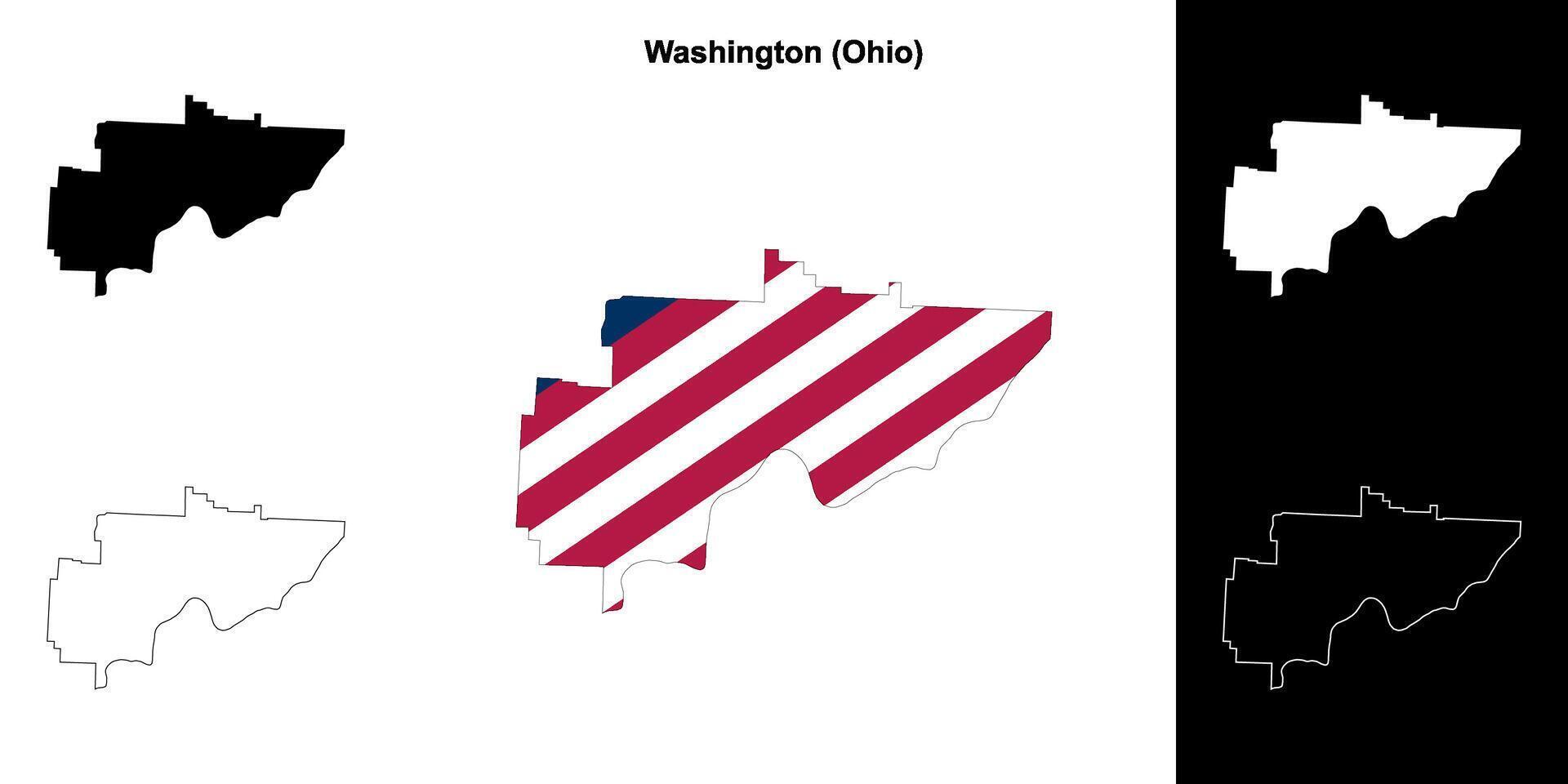 Washington County, Ohio outline map set vector
