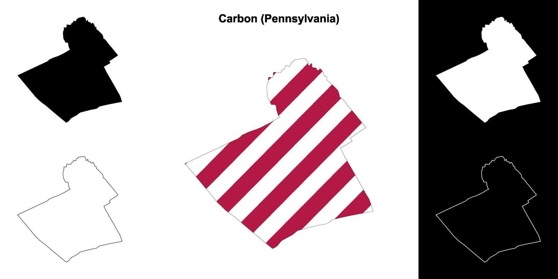 Carbon County, Pennsylvania outline map set vector