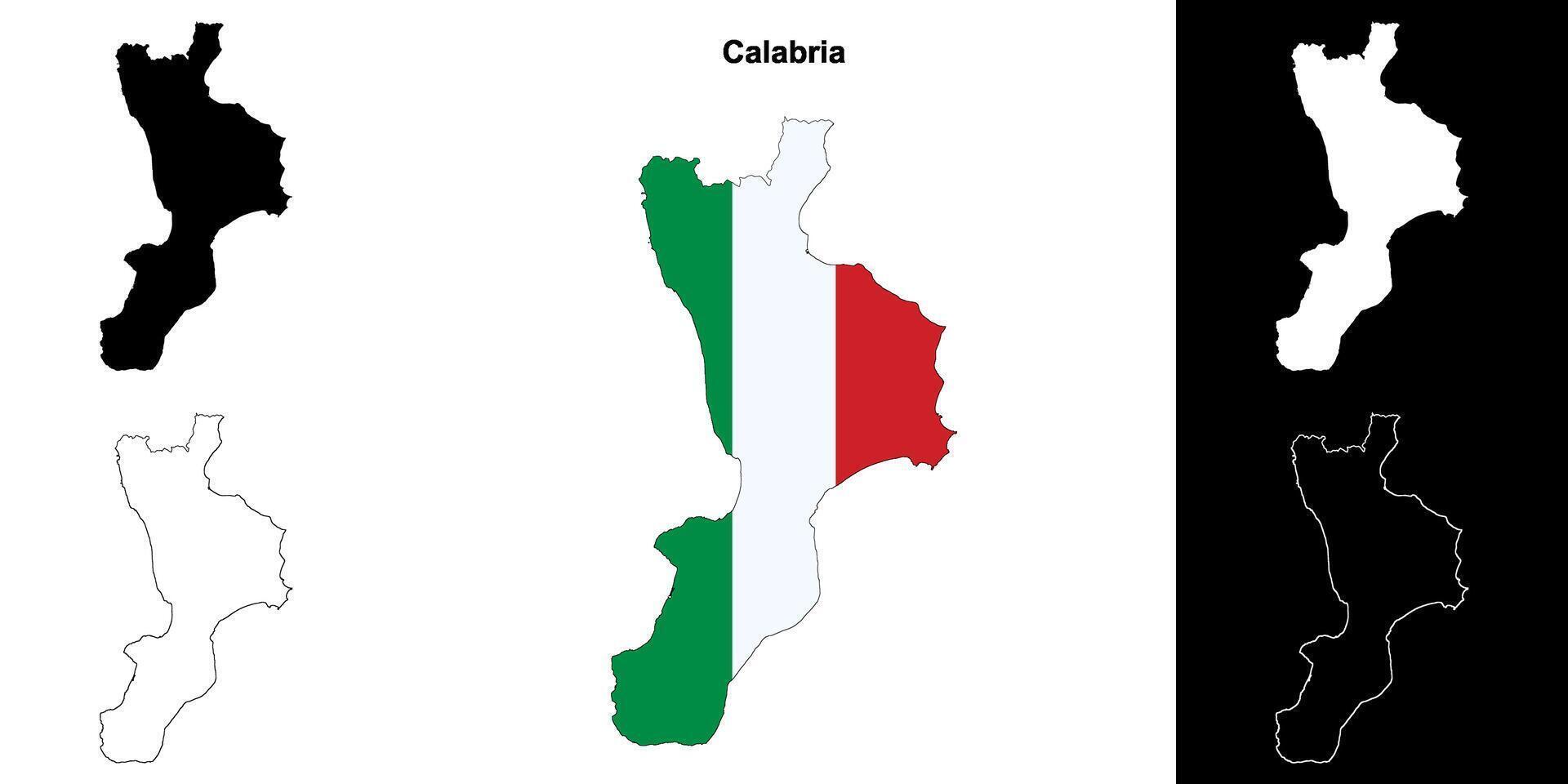 Calabria blank outline map set vector