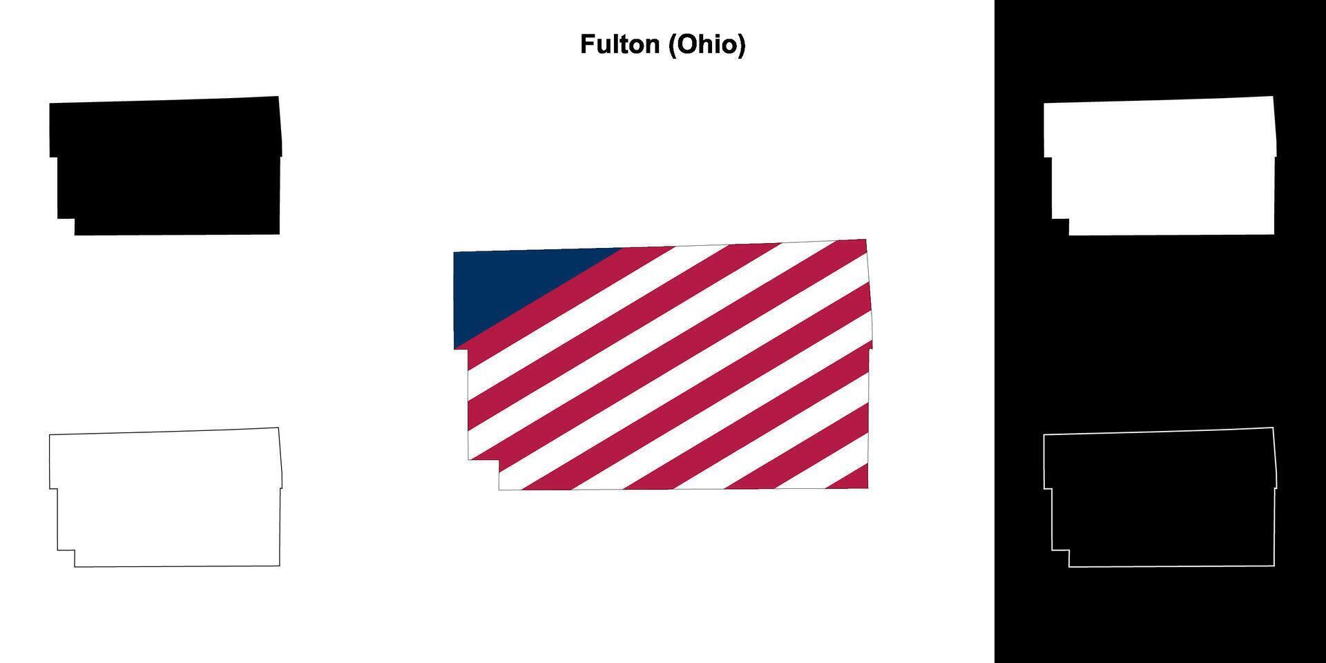 Fulton County, Ohio outline map set vector