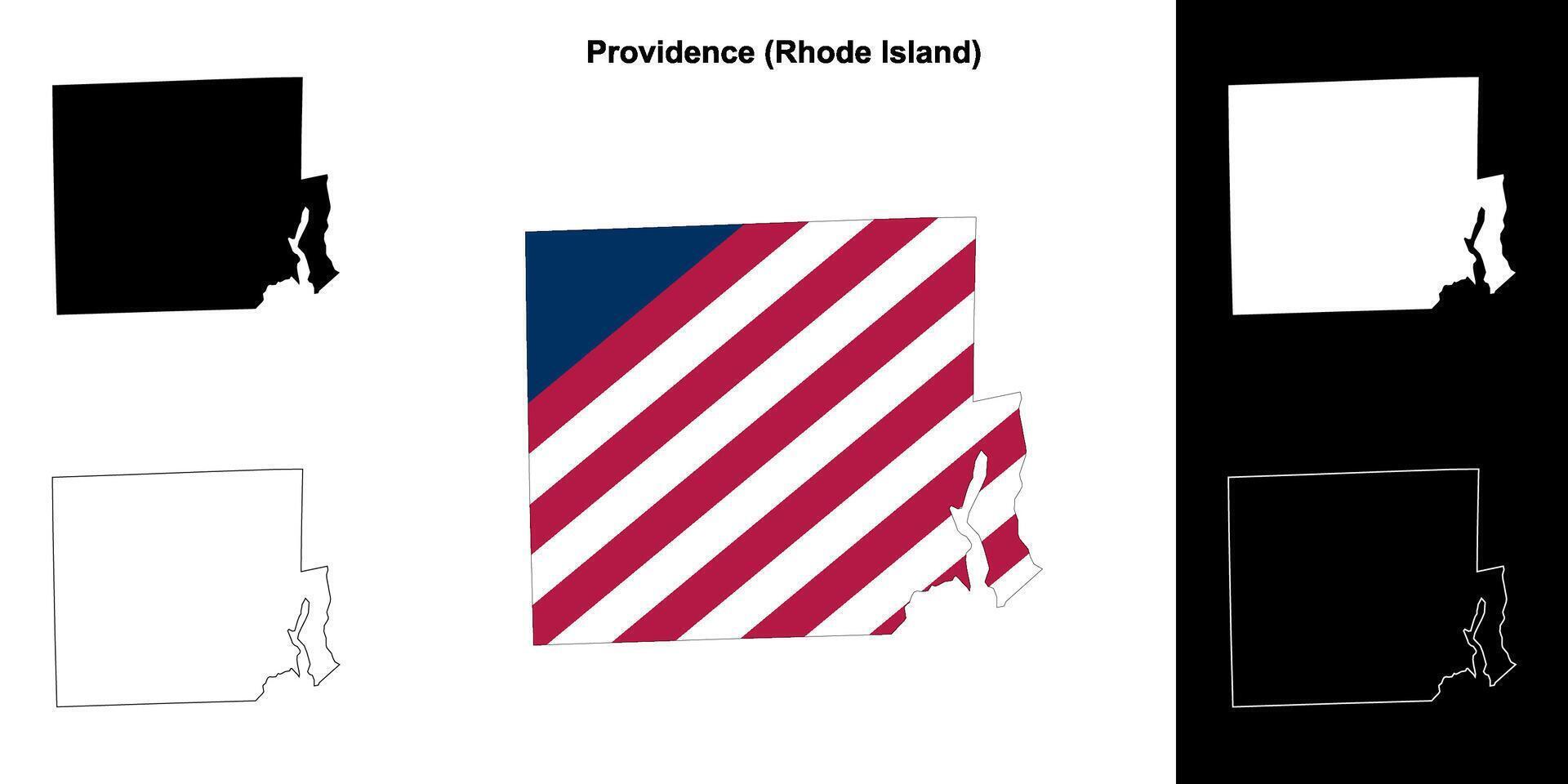 Providence County, Rhode Island outline map set vector