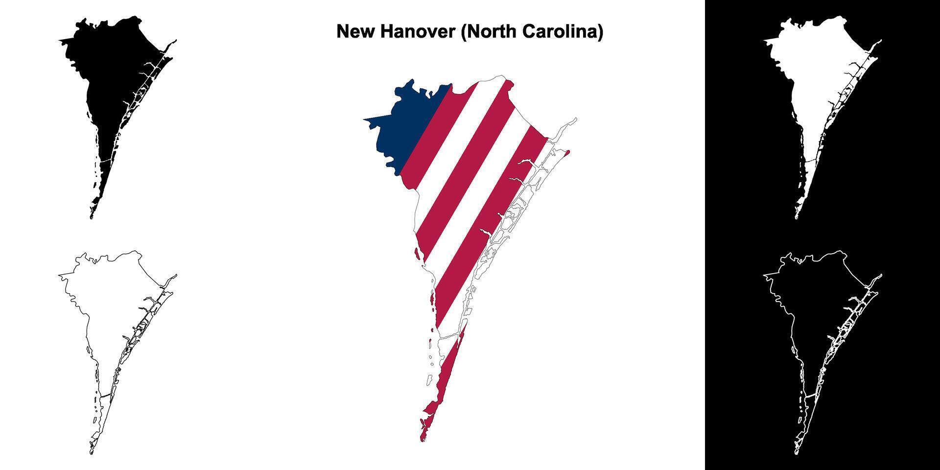 nuevo Hanovre condado, norte carolina contorno mapa conjunto vector