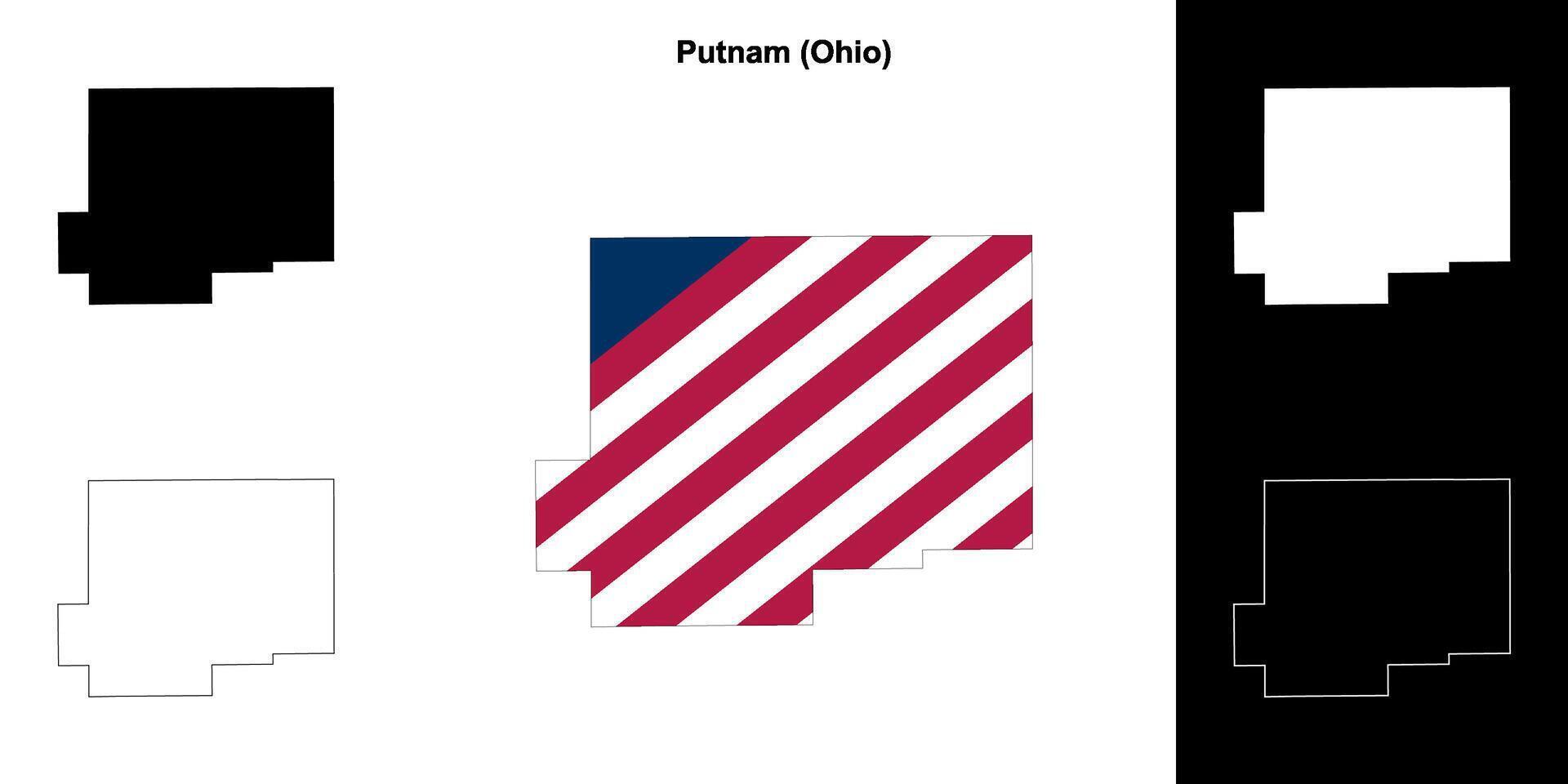 Putnam County, Ohio outline map set vector