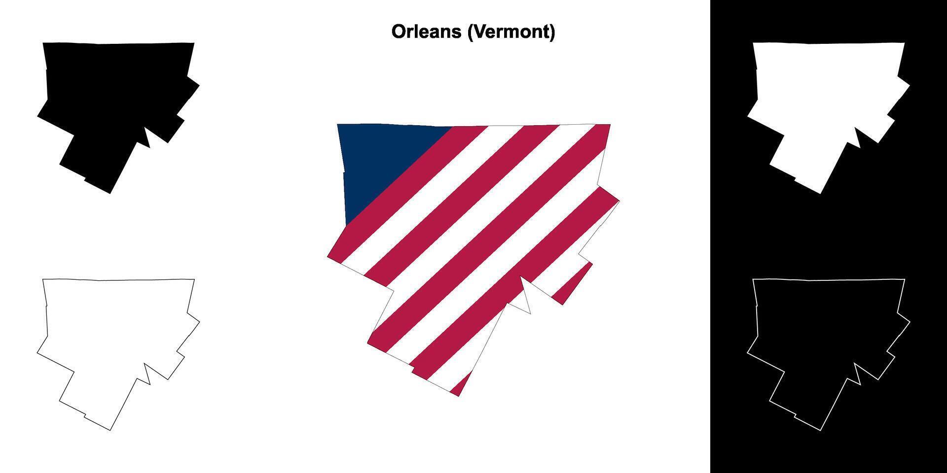 Orleans County, Vermont outline map set vector
