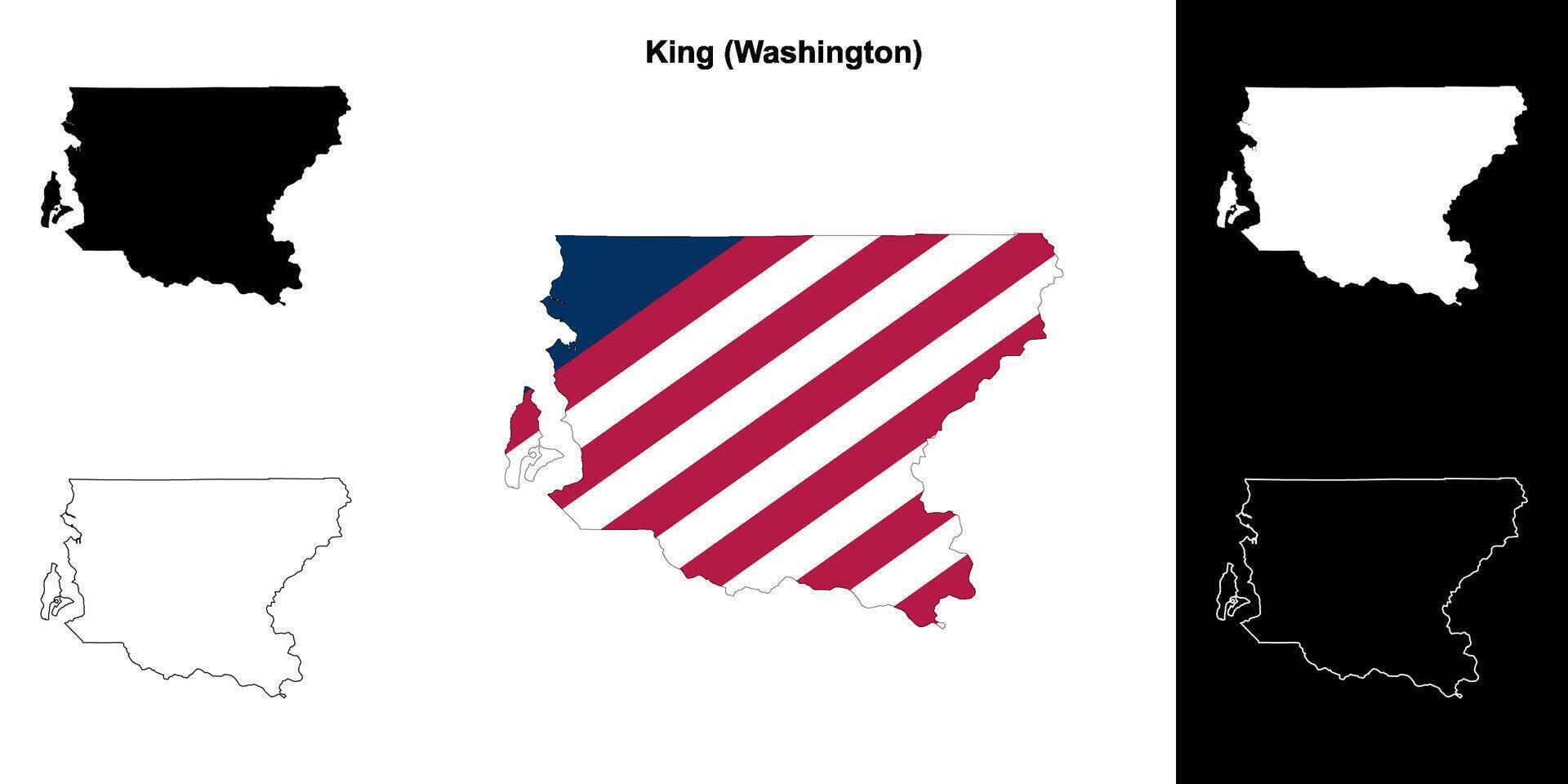 King County, Washington outline map set vector