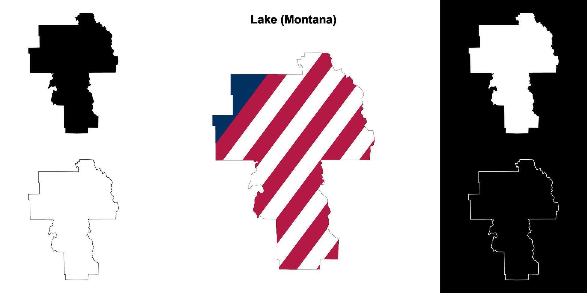 lago condado, Montana contorno mapa conjunto vector