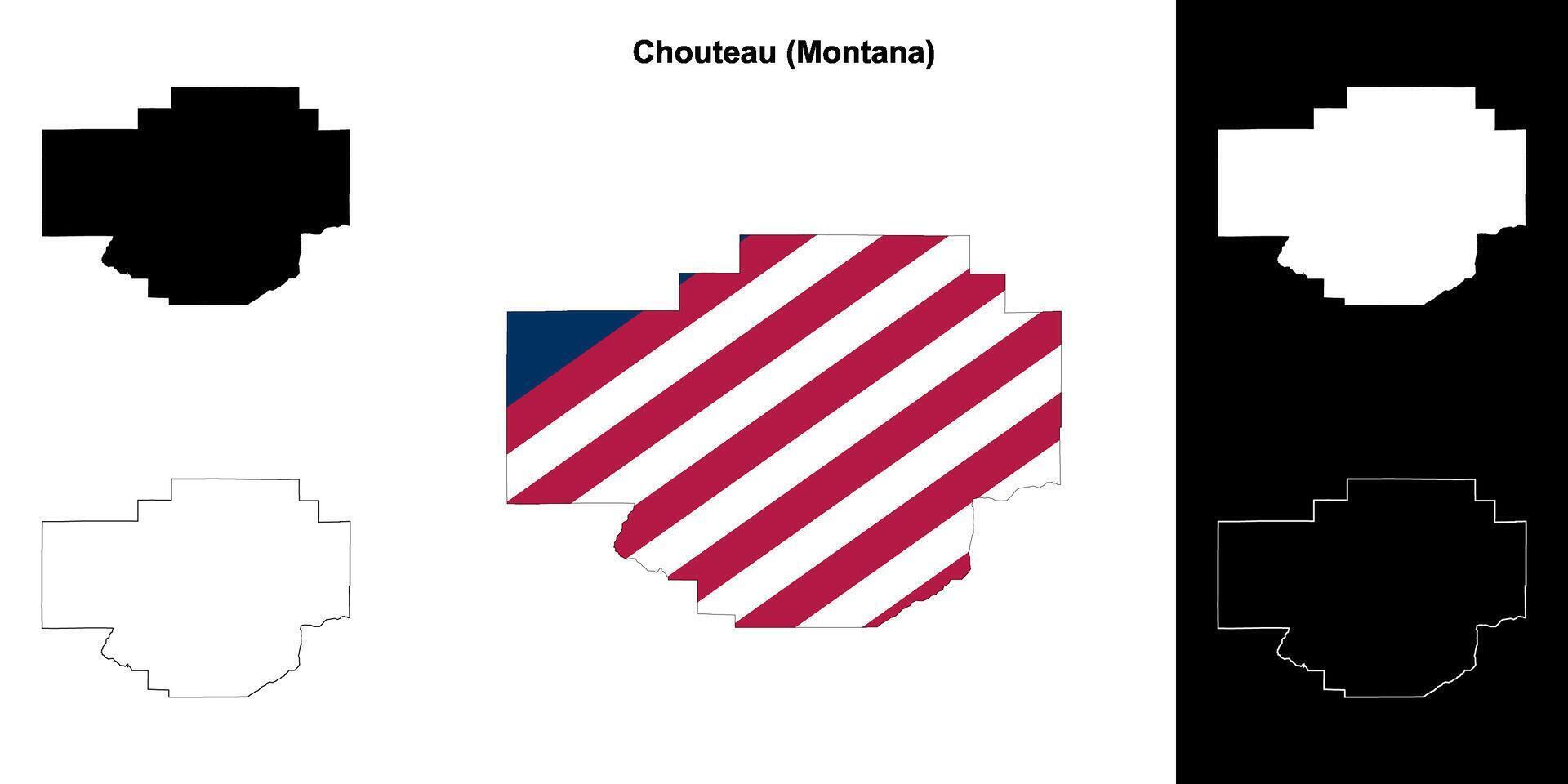 chouteau condado, Montana contorno mapa conjunto vector