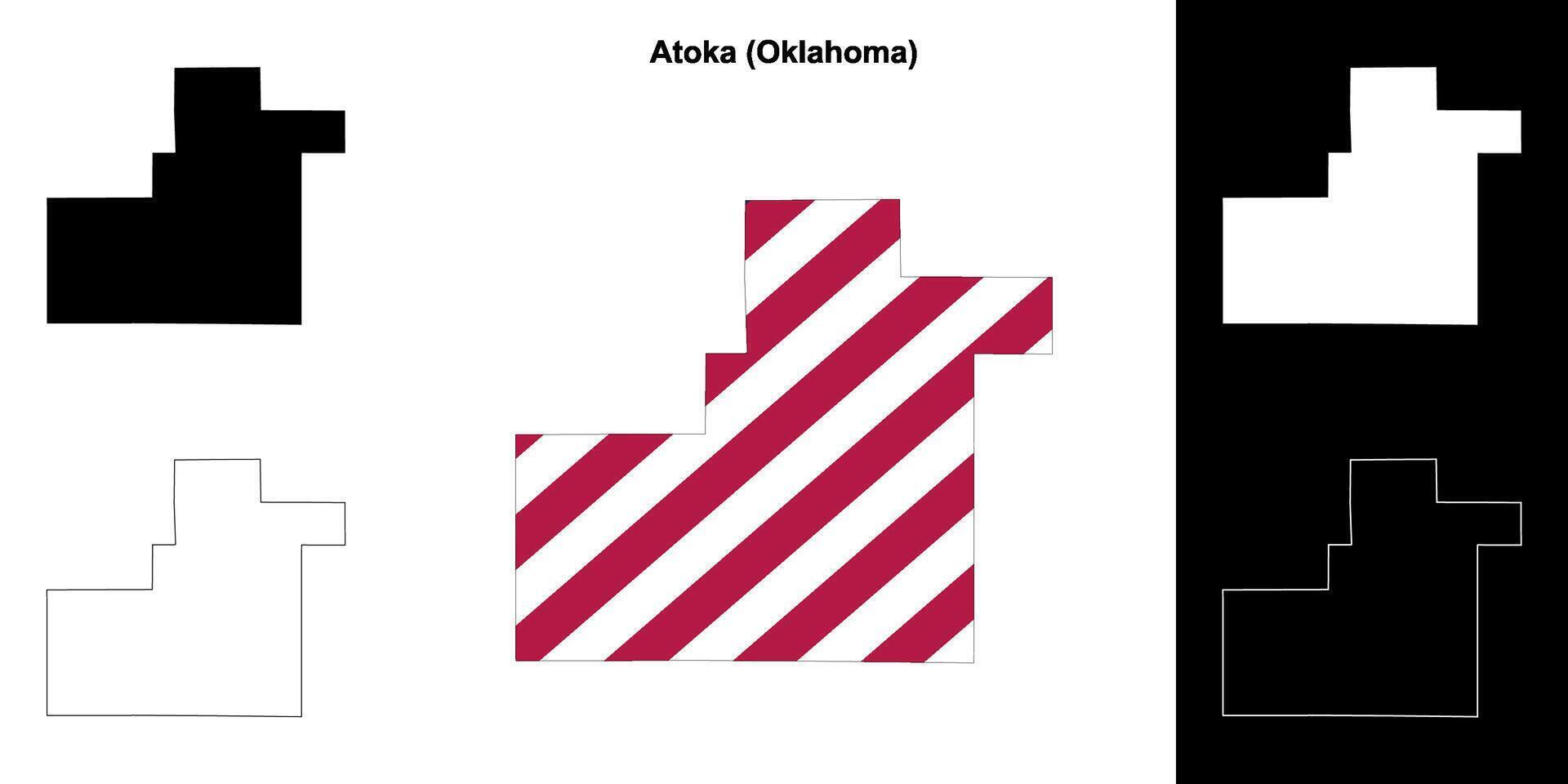 Atoka County, Oklahoma outline map set vector