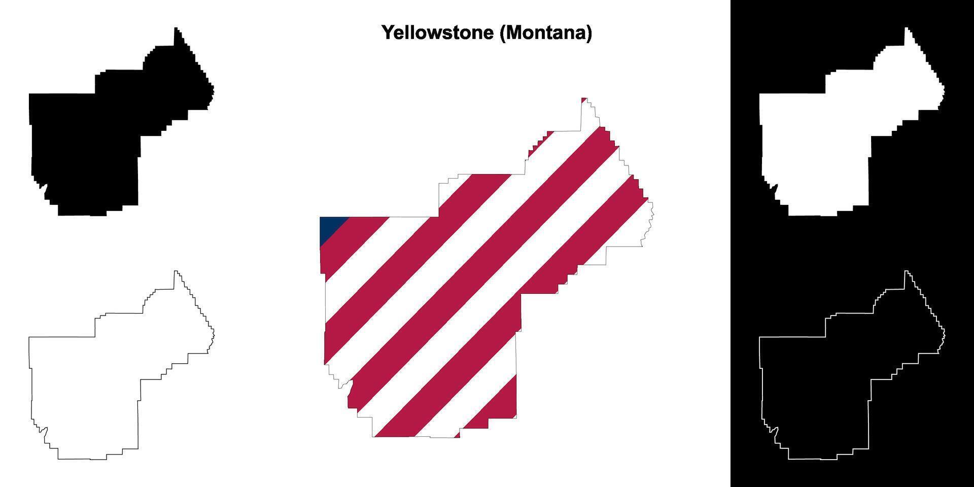 Yellowstone County, Montana outline map set vector