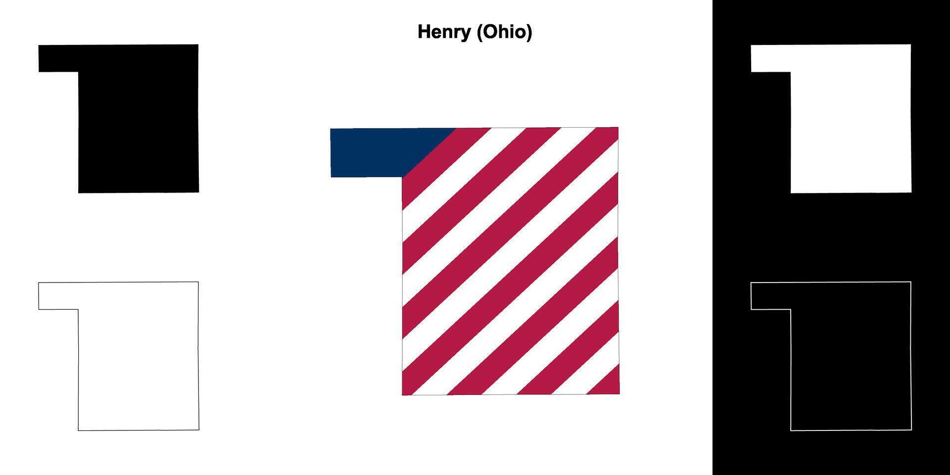 Henry County, Ohio outline map set vector