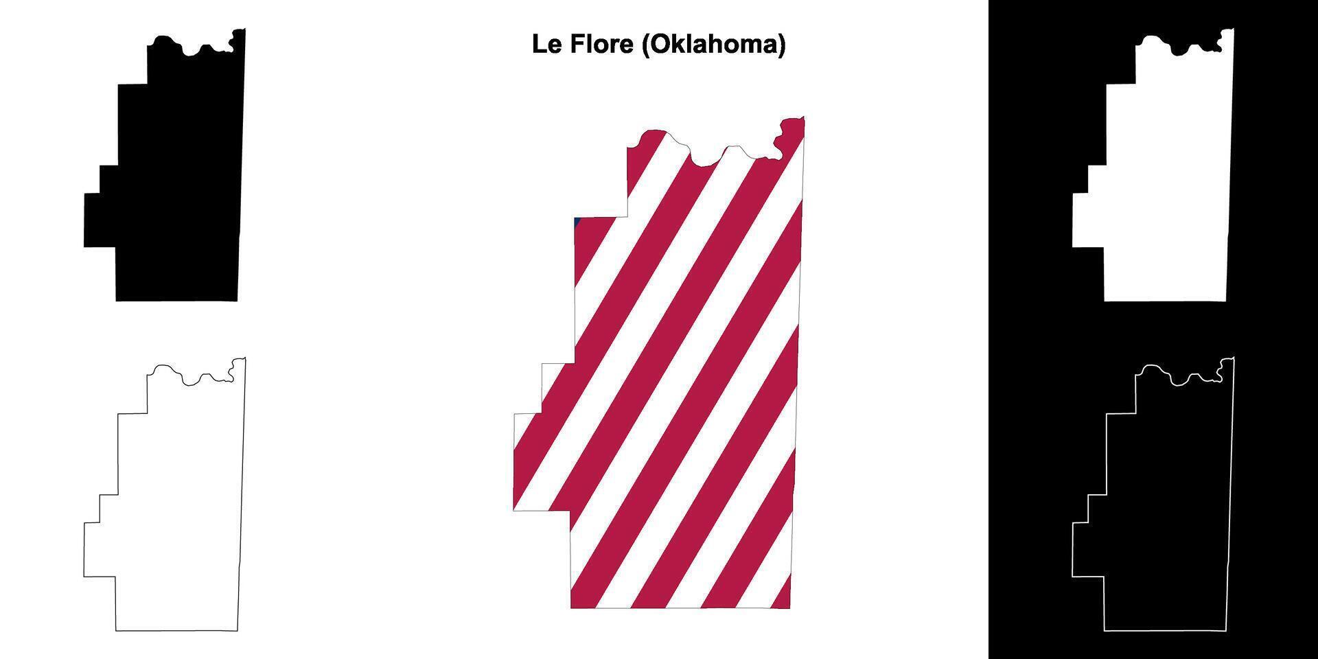 Le Flore County, Oklahoma outline map set vector