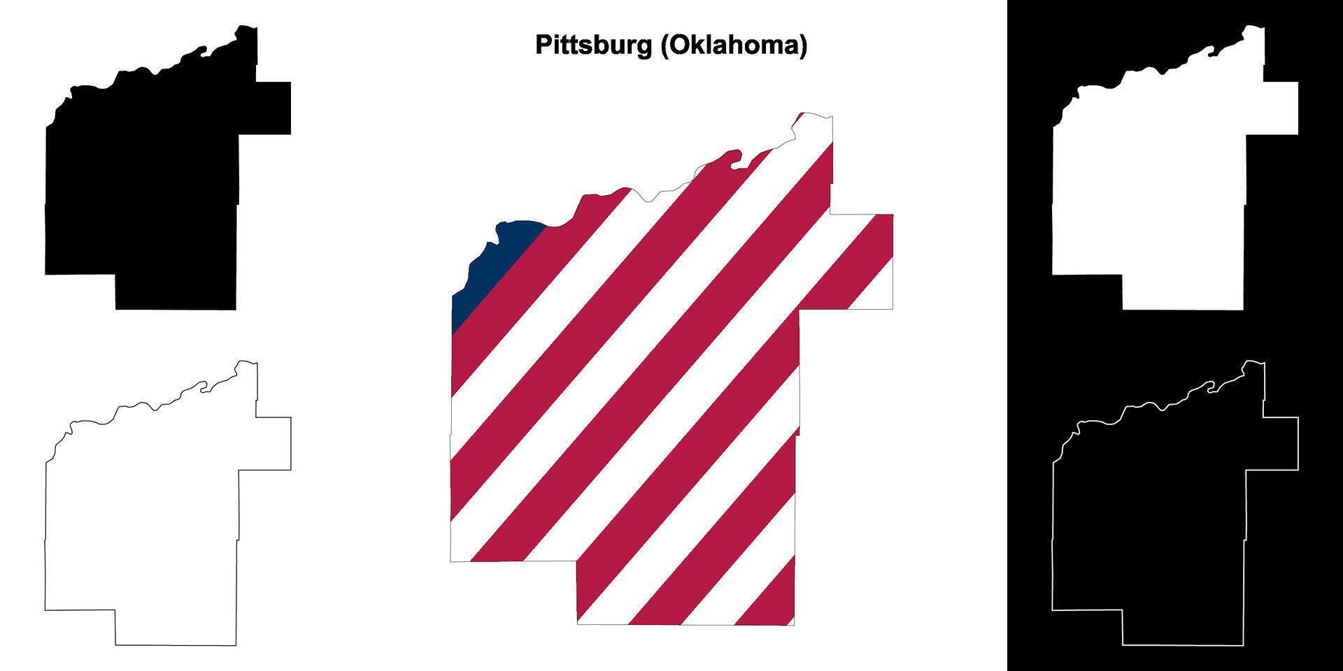 Pittsburg County, Oklahoma outline map set vector