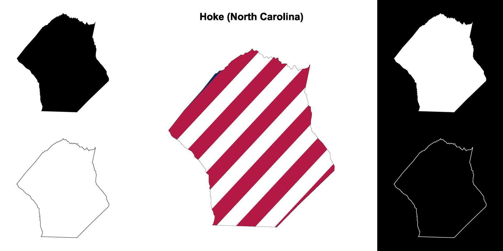 Hoke County, North Carolina outline map set vector