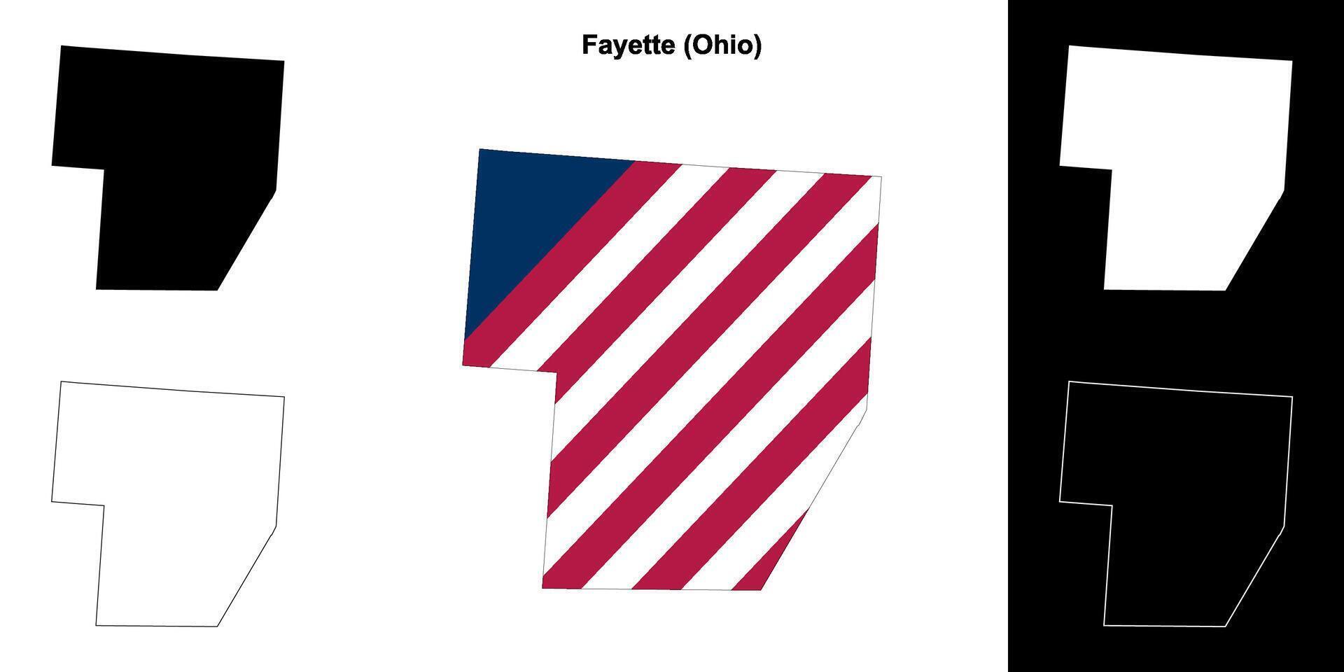 Fayette County, Ohio outline map set vector