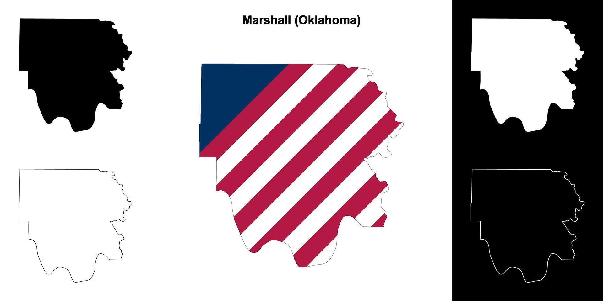 Marshall condado, Oklahoma contorno mapa conjunto vector