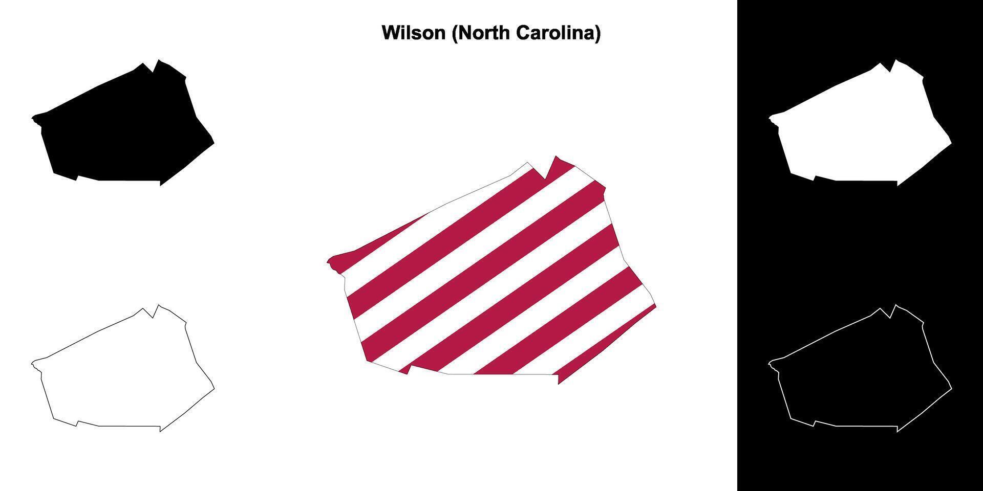Wilson County, North Carolina outline map set vector