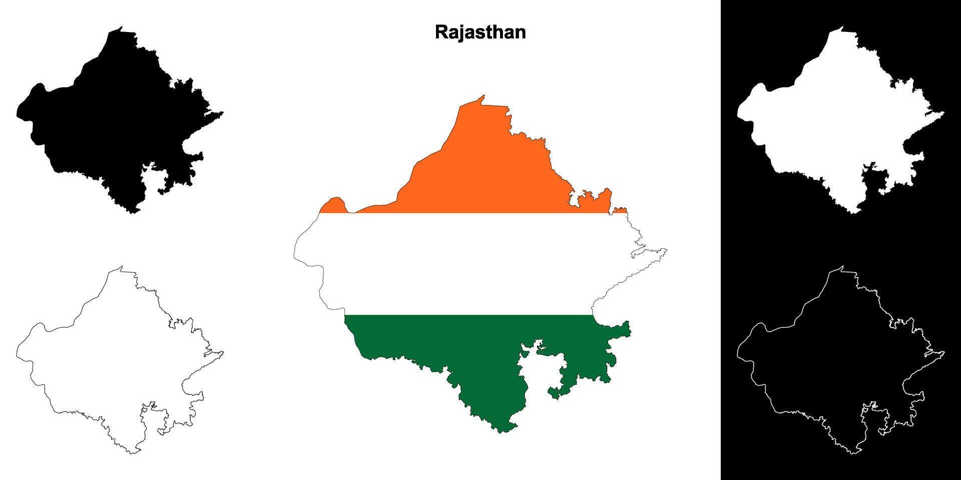 Rajasthan state outline map set vector