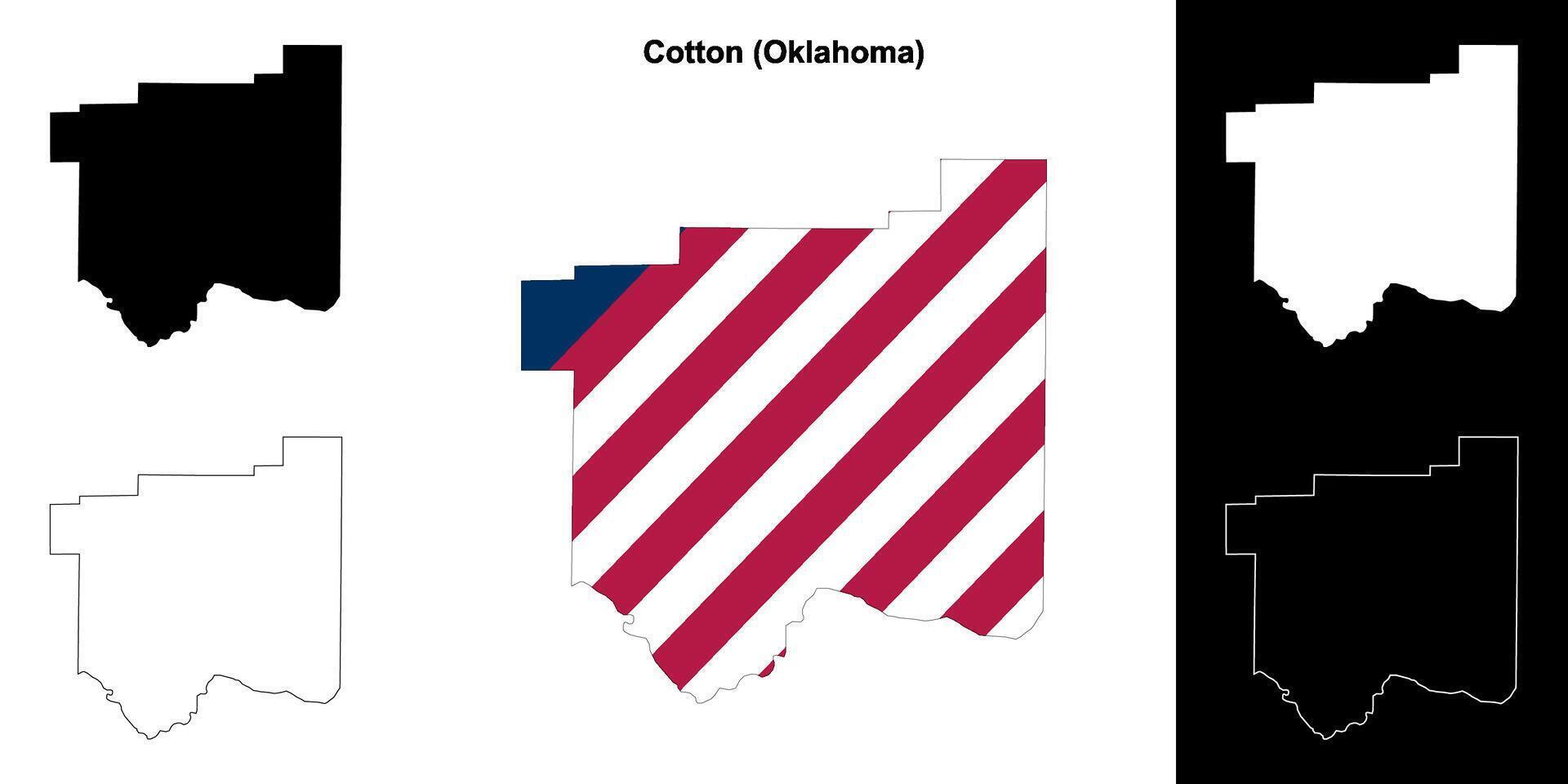 Cotton County, Oklahoma outline map set vector