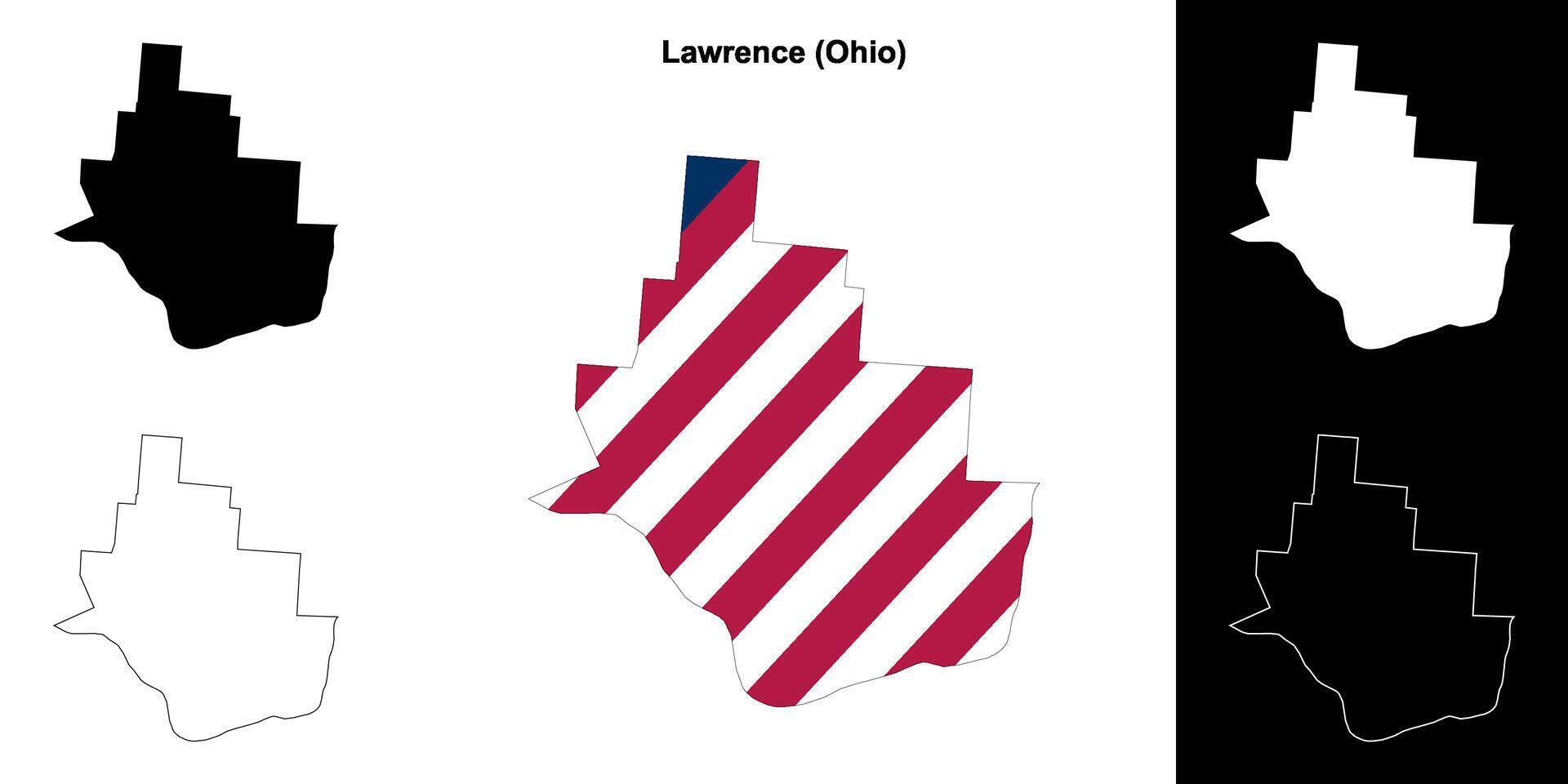 Lawrence County, Ohio outline map set vector