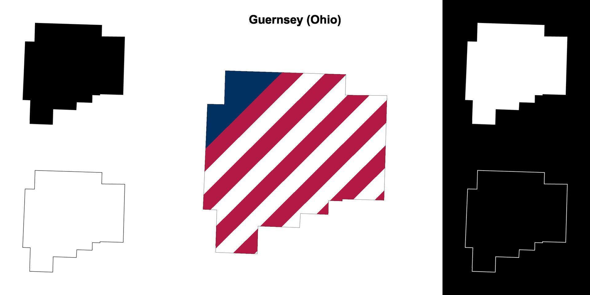 Guernsey County, Ohio outline map set vector