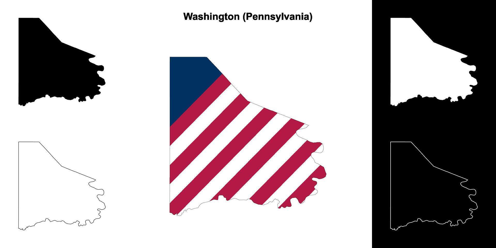 Washington County, Pennsylvania outline map set vector