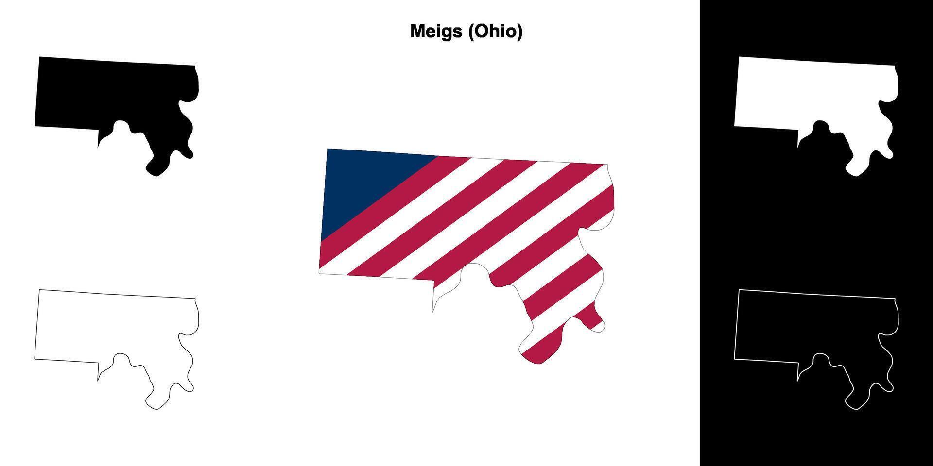 Meigs County, Ohio outline map set vector