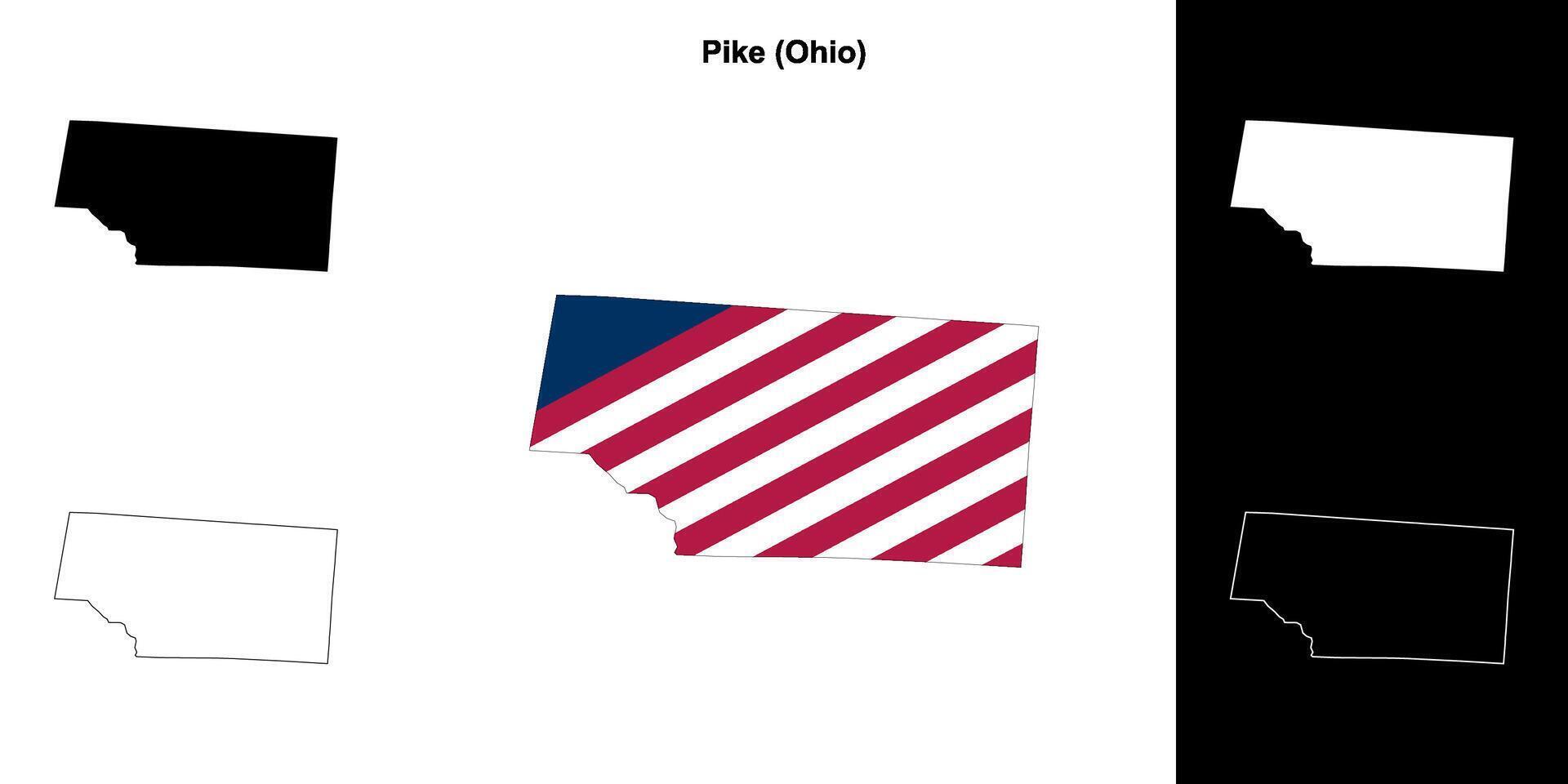 Pike County, Ohio outline map set vector