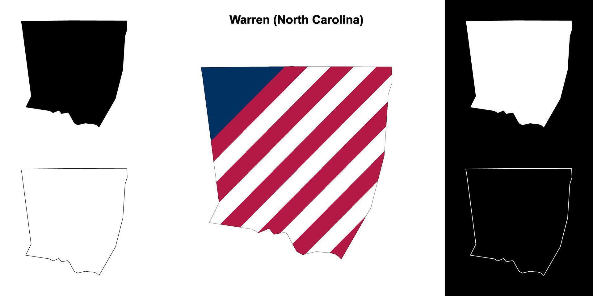 Warren County, North Carolina outline map set vector