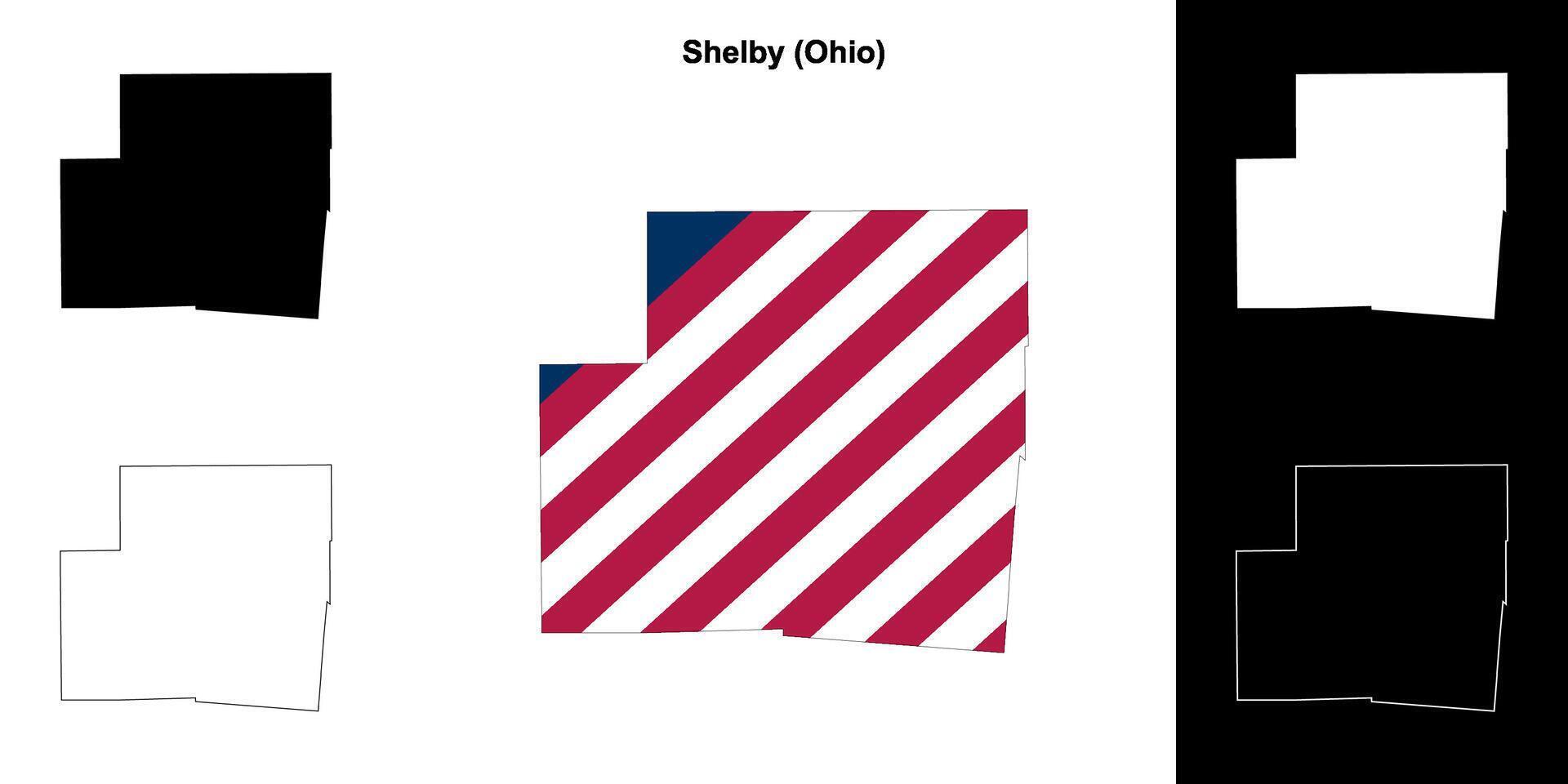 Shelby County, Ohio outline map set vector
