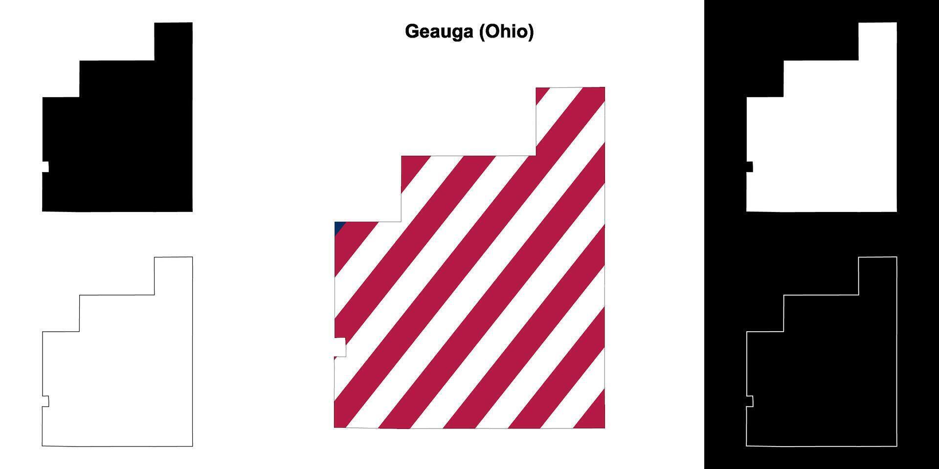 Geauga County, Ohio outline map set vector