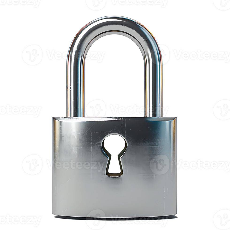 3d padlock on isolated transparent background png