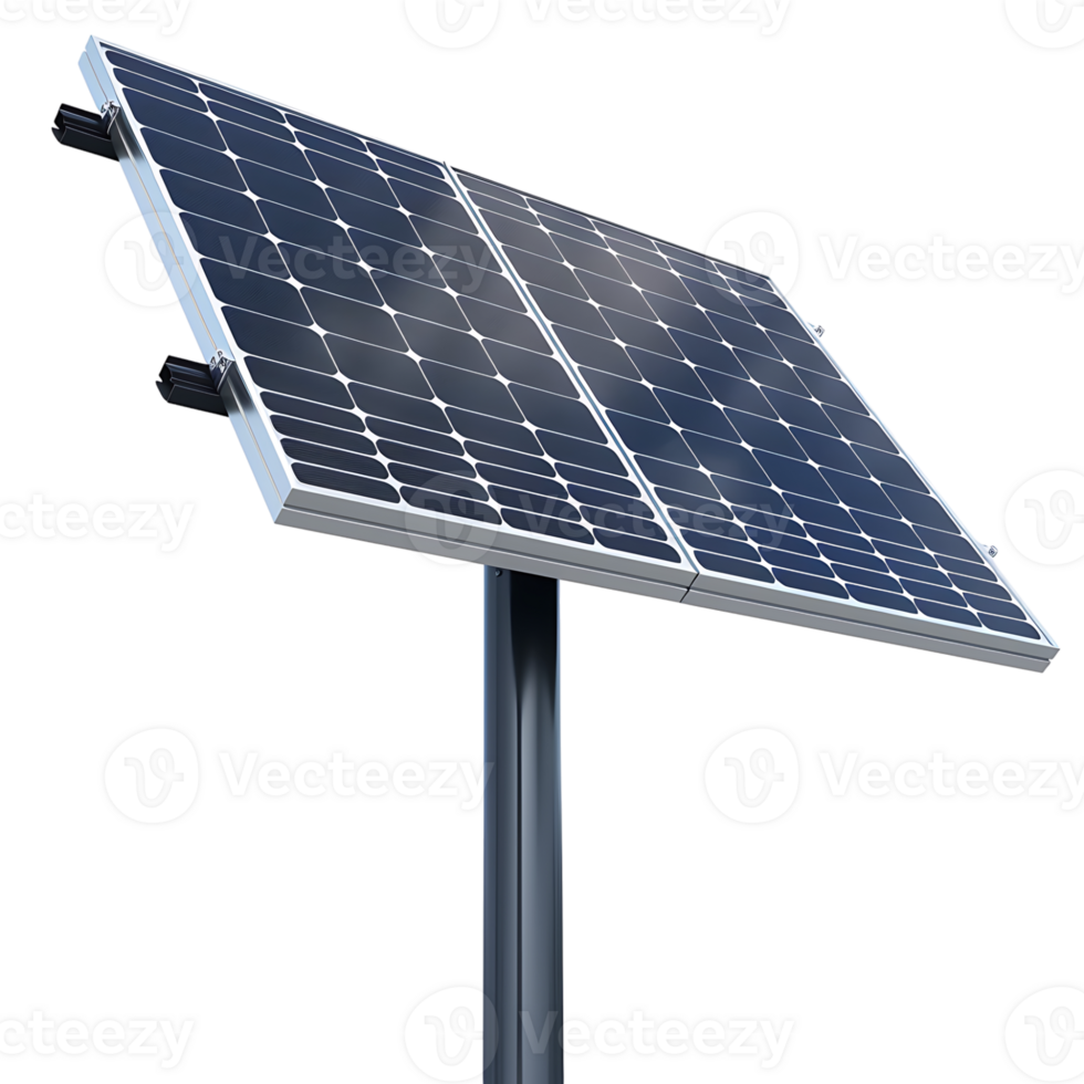 Solar panel on a pole on isolated transparent background png
