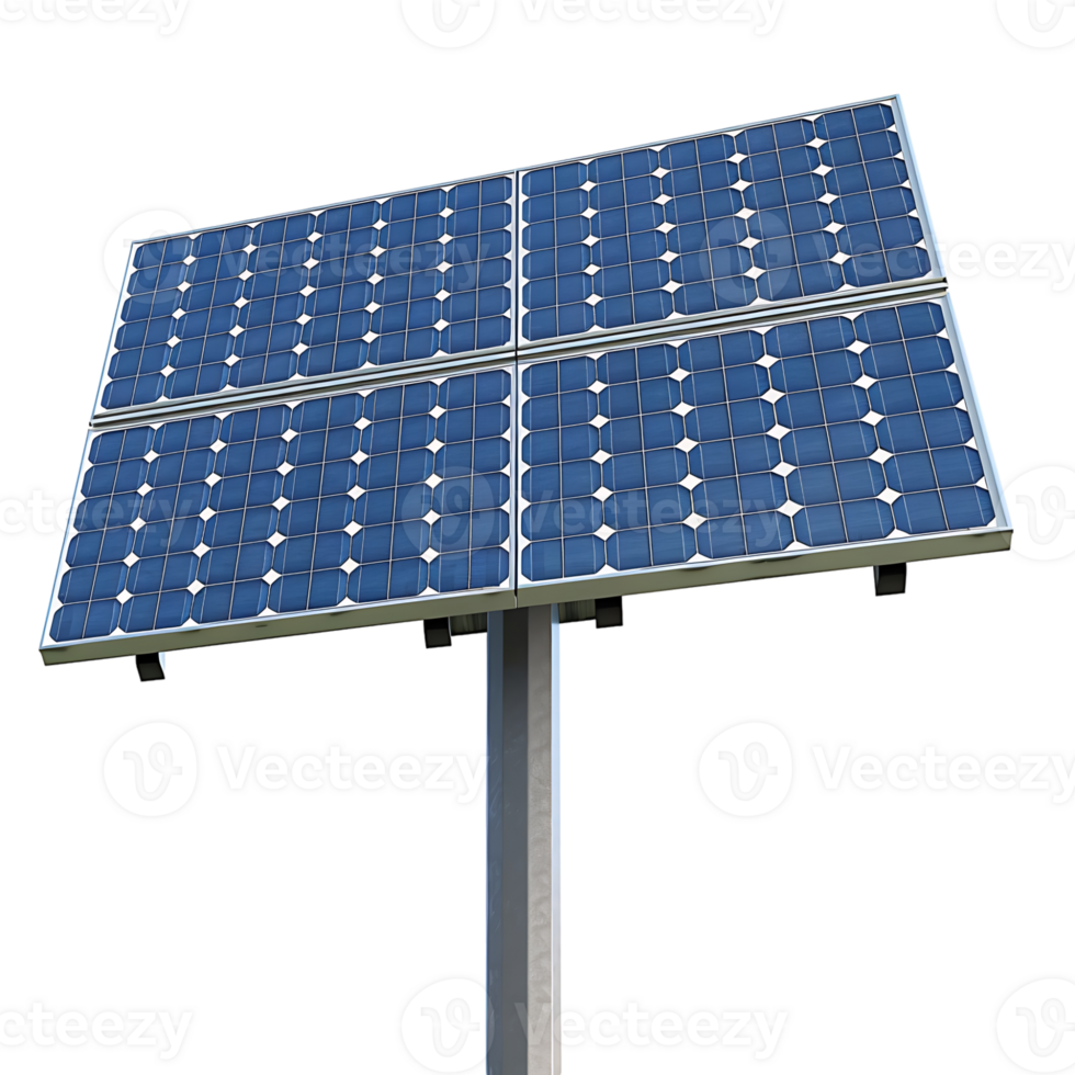 Solar panel on a pole on isolated transparent background png