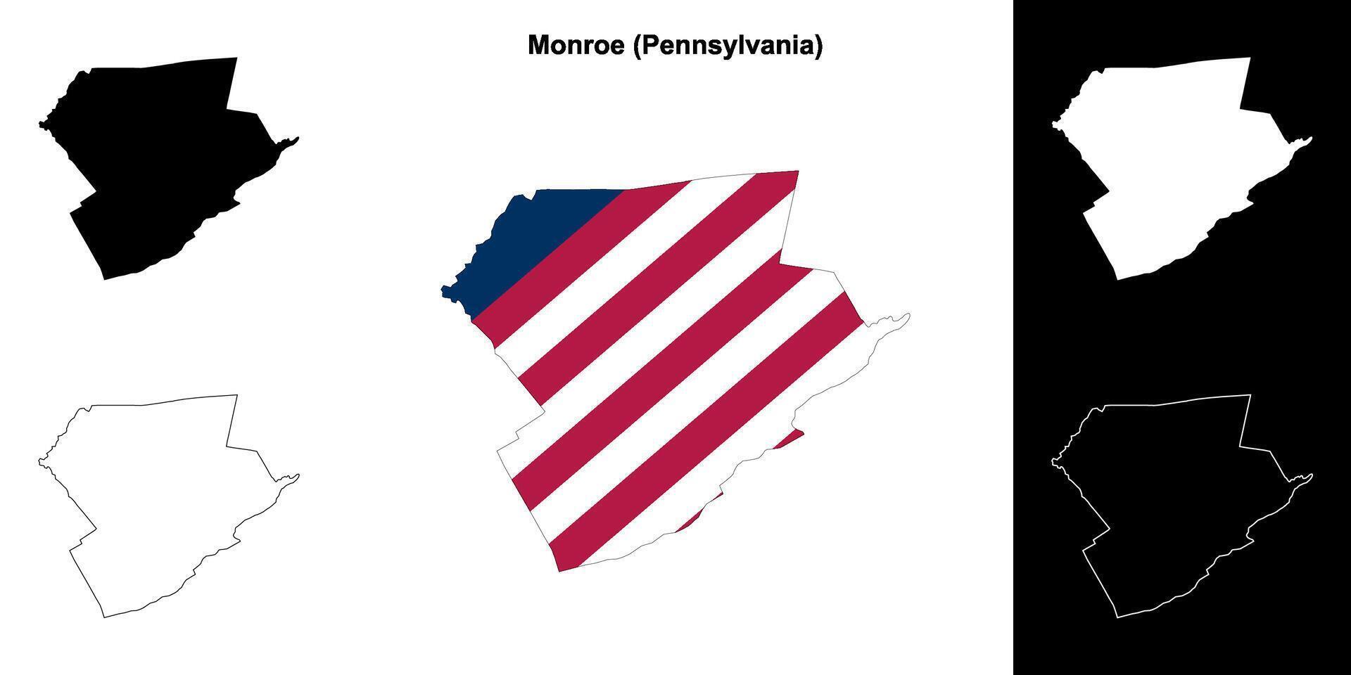 Monroe County, Pennsylvania outline map set vector