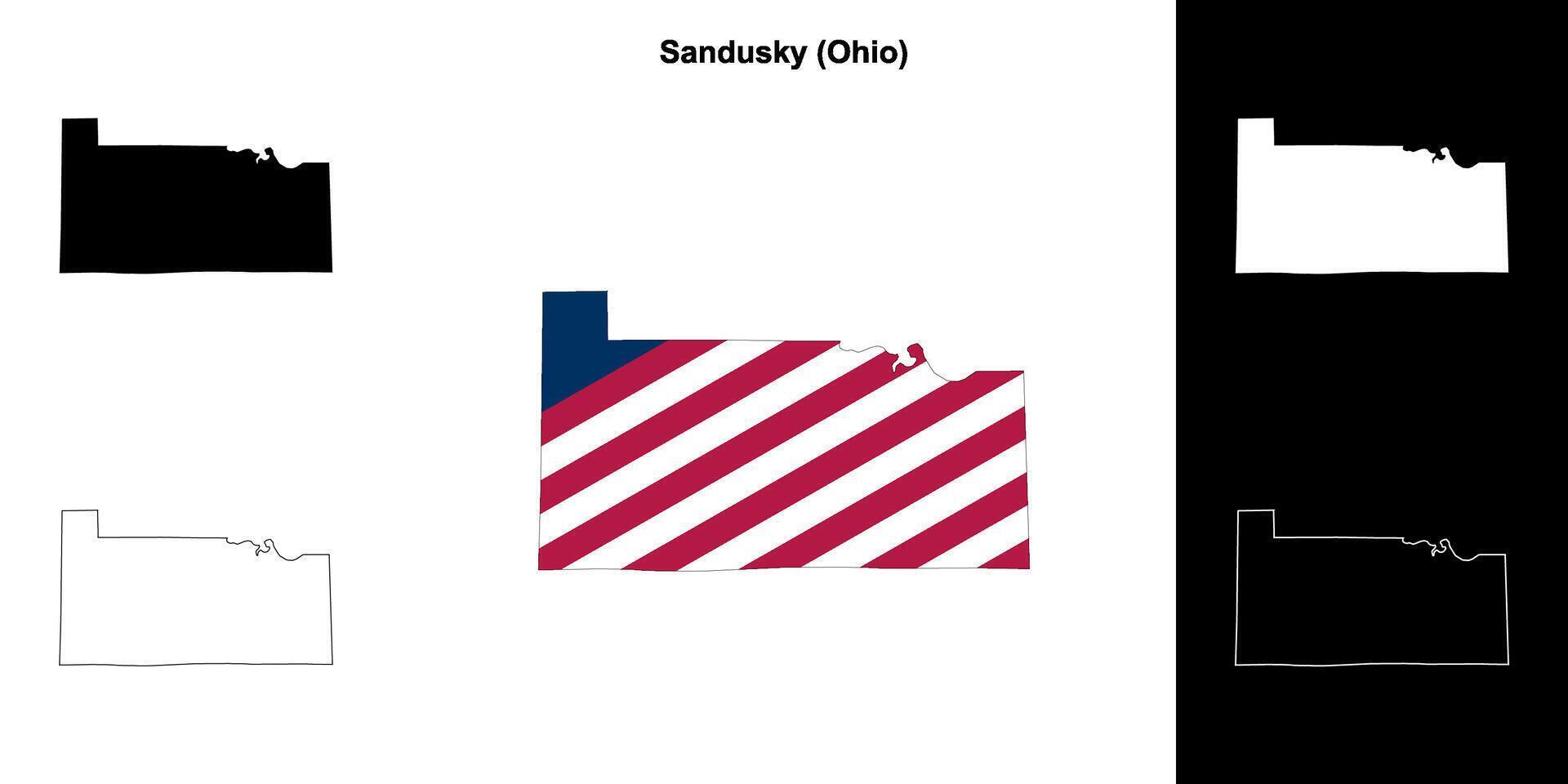 Sandusky County, Ohio outline map set vector
