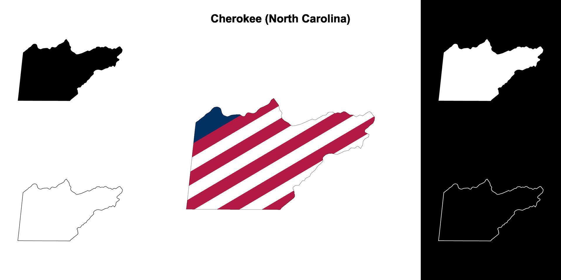 Cherokee County, North Carolina outline map set vector