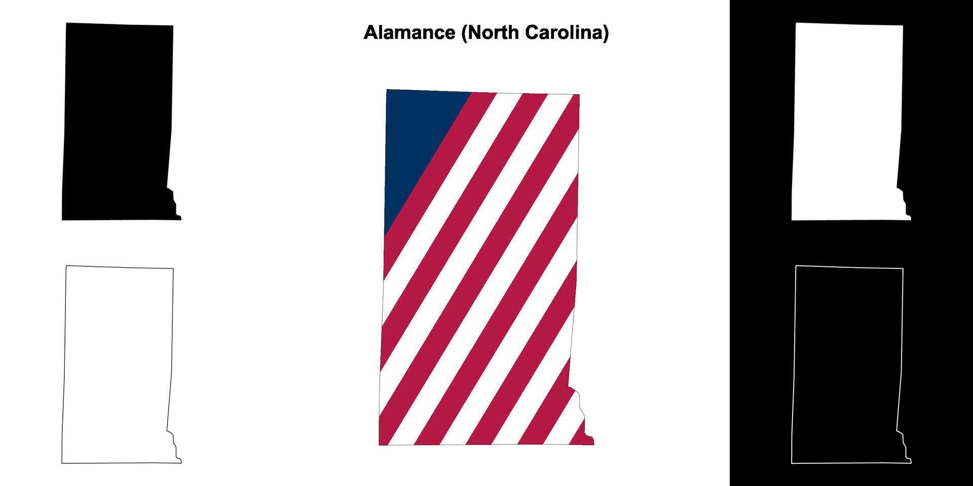 Alamance County, North Carolina outline map set vector