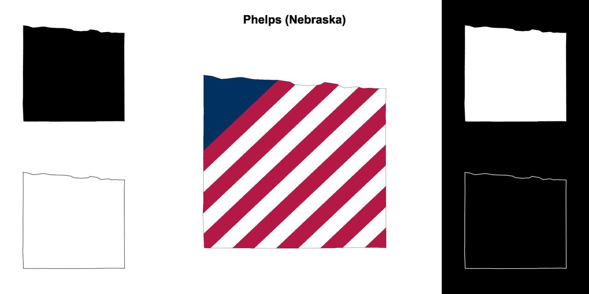 Phelps County, Nebraska outline map set vector